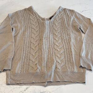 The Limited Beige Cable Knit V-Neck Sweater